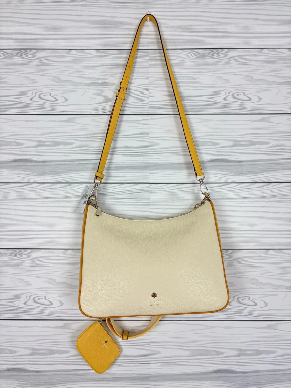 Kate Spade Emma Colorblock pebbles leather purse NWT buttermilk/yellow